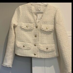 J. Crew Factory Off-White Cropped Textured Jacket